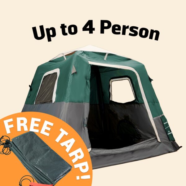 Derrari 4‑Person Cabin Tent + Free Waterproof Tarp (EU Stock)