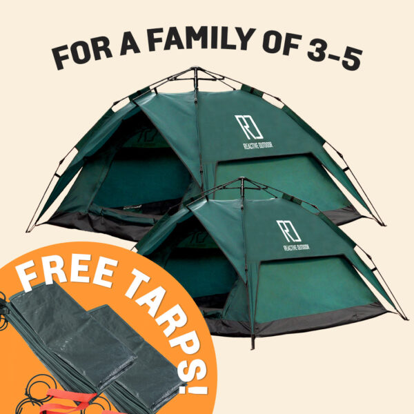 Derrari Family Tent Bundle – Small & Large Pop-Up Tents with 2 Free Waterproof Tarps